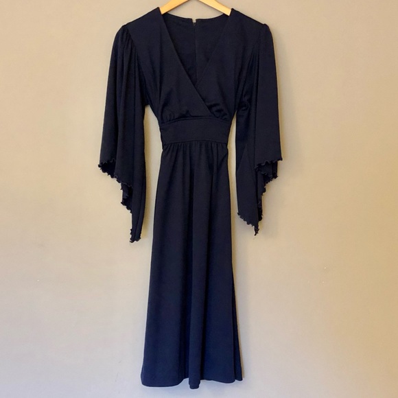 VINTAGE 70’s gorgeous navy blue dress - Picture 8 of 15